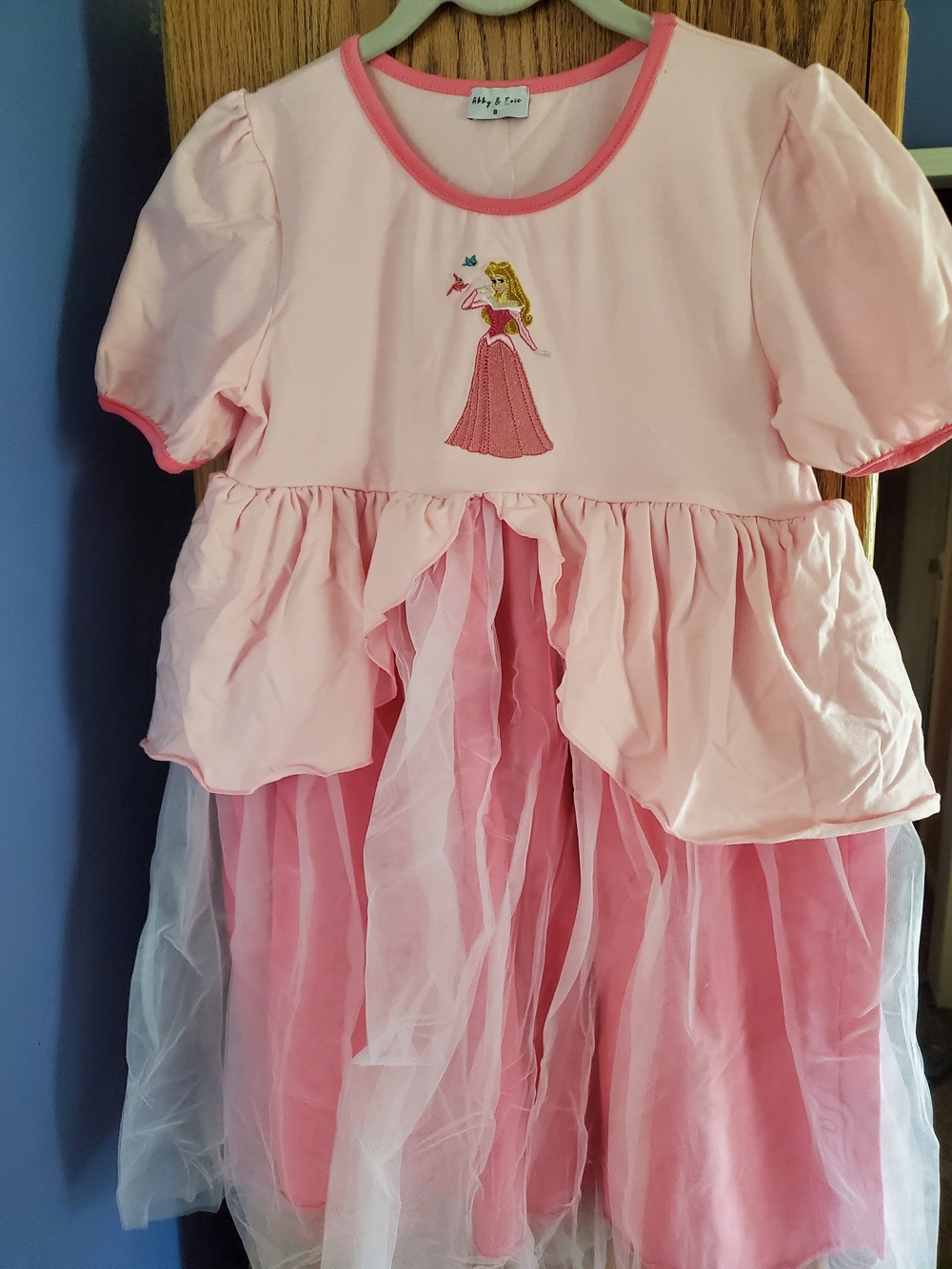 Girls Pink Tulle Princess Dress with Embroidered Applique